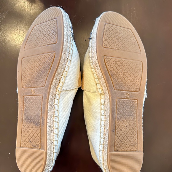 Tory Burch Canvas & Jute Espadrilles - Cream, Navy, Tan - sz 7 - Lightly Worn - Picture 6 of 8